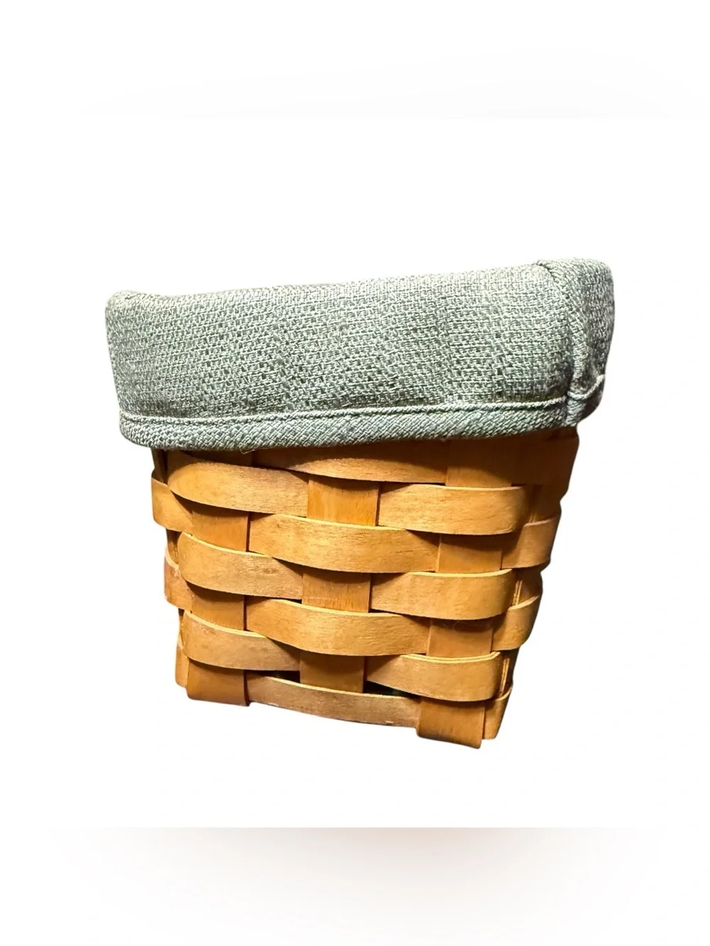 Vtg Longaberger Small Berry Basket With Sage Green Liner & Plastic Protector